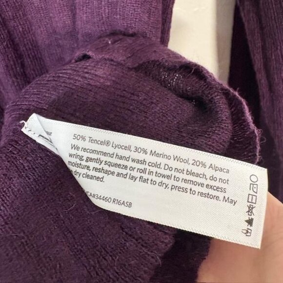 Eileen Fisher Sweater Womens Medium Purple Tencel Merino Wool Alpaca Knit - Picture 4 of 7
